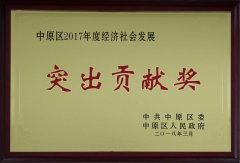 新蒲（中国）官方网站荣获“中原区2017年度经济社会发展突出贡献奖”