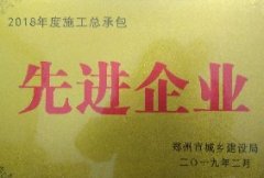 【荣誉】新蒲（中国）官方网站喜获2018年度 施工总承包先进企业